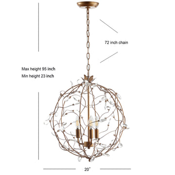 Isabelle 20" Adjustable Metal/Glass LED Pendant - JONATHAN Y